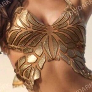 Onesize Gold Butterfly halter top fits up to a large